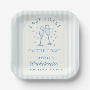 Coastal Bachelorette Modernes Cocktail Party Blau Pappteller