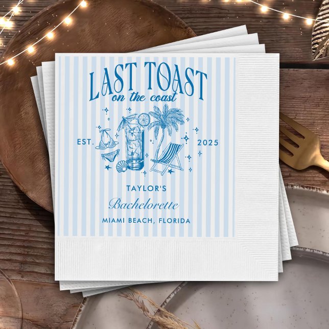 Coastal Bachelorette Modernes Cocktail Party Blau Serviette (Von Creator hochgeladen)