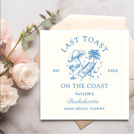 Coastal Bachelorette Modernes Cocktail Party Blau Serviette