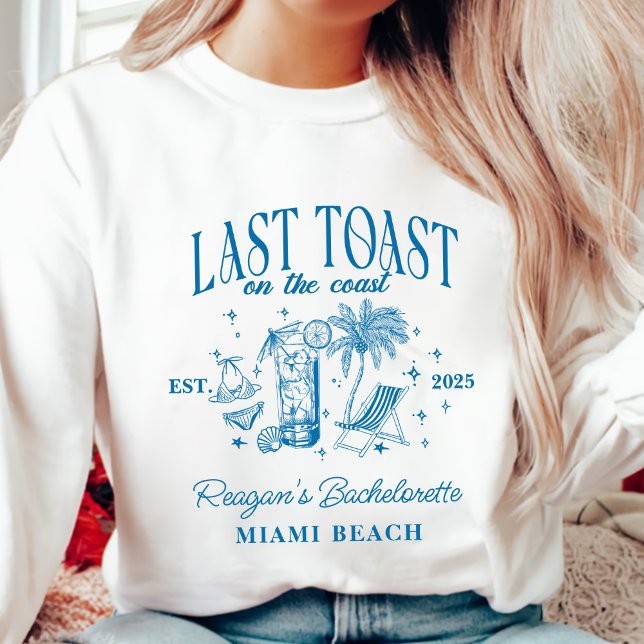 Coastal Bachelorette Modernes Cocktail Party Blau Sweatshirt (Von Creator hochgeladen)