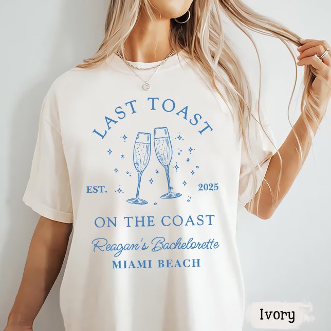 Coastal Bachelorette Modernes Cocktail Party Blau T-Shirt (Von Creator hochgeladen)