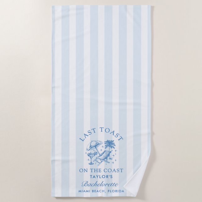 Coastal Bachelorette Modernes Cocktail Party Blue  Strandtuch (Vorderseite)