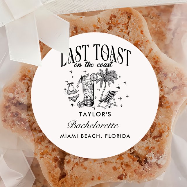 Coastal Bachelorette Modernes Cocktail Party Schwa Runder Aufkleber (Von Creator hochgeladen)
