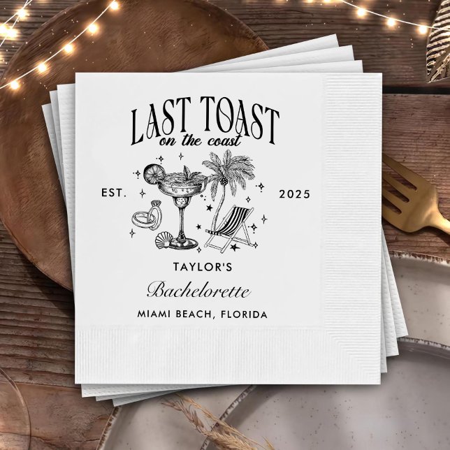 Coastal Bachelorette Modernes Cocktail Party Schwa Serviette (Von Creator hochgeladen)