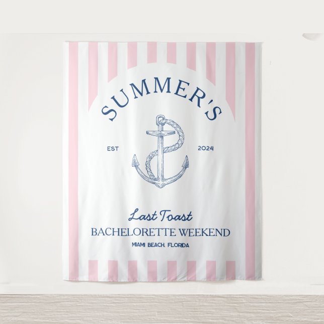 Coastal Bachelorette Weekend moderne nautische Wandteppich (Vorderseite)