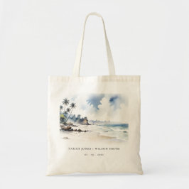 Coastal Bali Beach Palm Tree Hochzeit Wasserfarbe Tragetasche