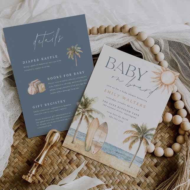 Coastal Beach "Baby an Bord" Surfer Baby Dusche Einladung (Von Creator hochgeladen)