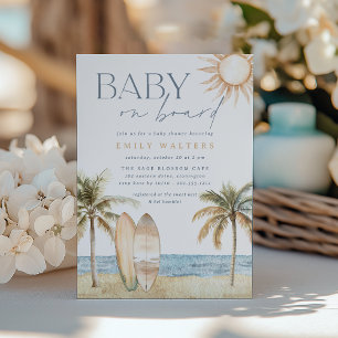 Coastal Beach "Baby an Bord" Surfer Baby Dusche Einladung