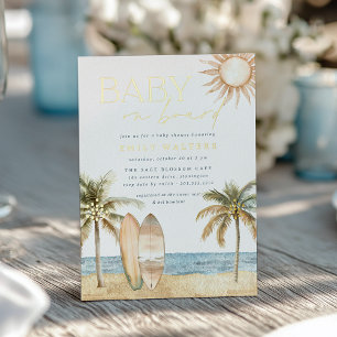 Coastal Beach "Baby an Bord" Surfer Baby Dusche Folieneinladung