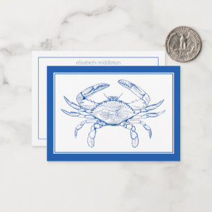 Coastal Beach Blue Crab Personalisiert Mitteilungskarte