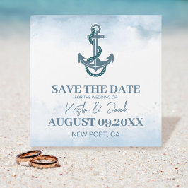 Coastal Beach Blue Nautical Wedding rettet das Dat Magnetkarte