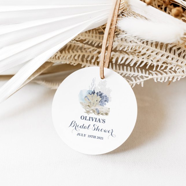 Coastal Beach Blue Seashell Brautparty Geschenkanhänger (Von Creator hochgeladen)