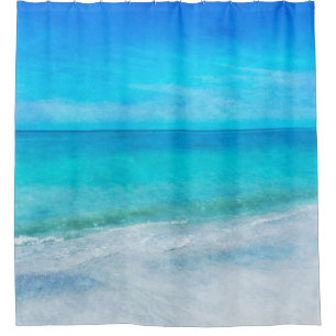 Coastal Beach Deco in Aquamarin Aqua Türkise Blue Duschvorhang
