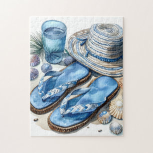 Coastal Beach Dreht Flop and Hat Puzzle
