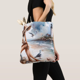 Coastal Beach Girl & Lighthouse