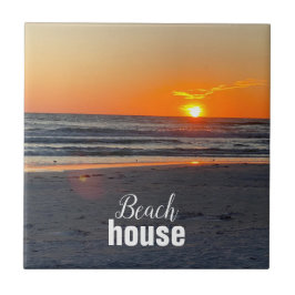 Coastal Beach House Sunset Foto Fliese