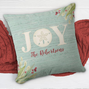 Coastal Beach Joy Christmas Throw Kissen