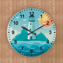 Coastal Beach Lighthouse Wall Clock
