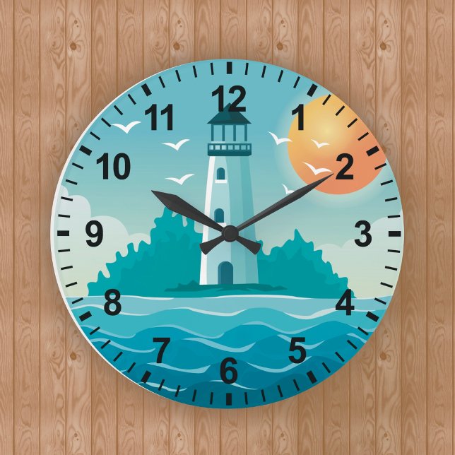 Coastal Beach Lighthouse Wall Clock Große Wanduhr (Von Creator hochgeladen)