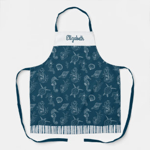 Coastal Beach Navy Blue Schürze