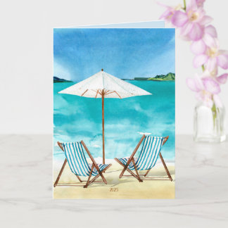 Coastal Beach Ocean Szene mit Strandstühlen Karte