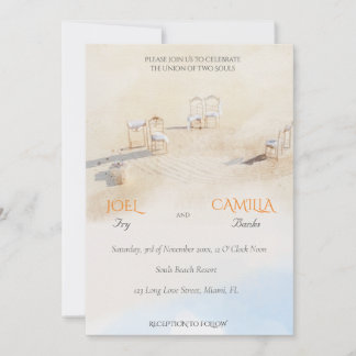 Coastal Beach Ocean Wasserfarbe Hochzeit Einladung