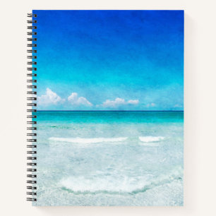 Coastal Beach Ocean Waves Aquamarines Aqua Türkis Notizbuch
