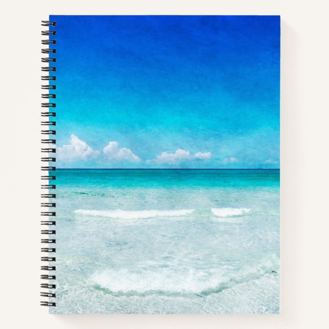 Coastal Beach Ocean Waves Aquamarines Aqua Türkis  Notizbuch (Vorderseite)