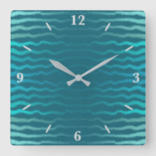 Coastal Beach Salty Türkis Wave Abstract Design Quadratische Wanduhr