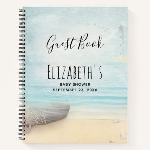 Coastal Beach Scene Baby Showbook Notizbuch