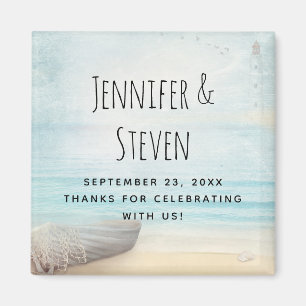 Coastal Beach Scene Nautical Wedding dank Magnet