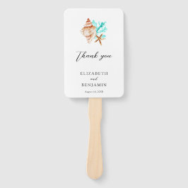 Coastal Beach Seashell Thank you Wedding Photo Fächer