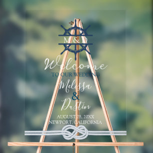 Coastal Beach Ship Helm Nautical Wedding Willkomme Acrylschild