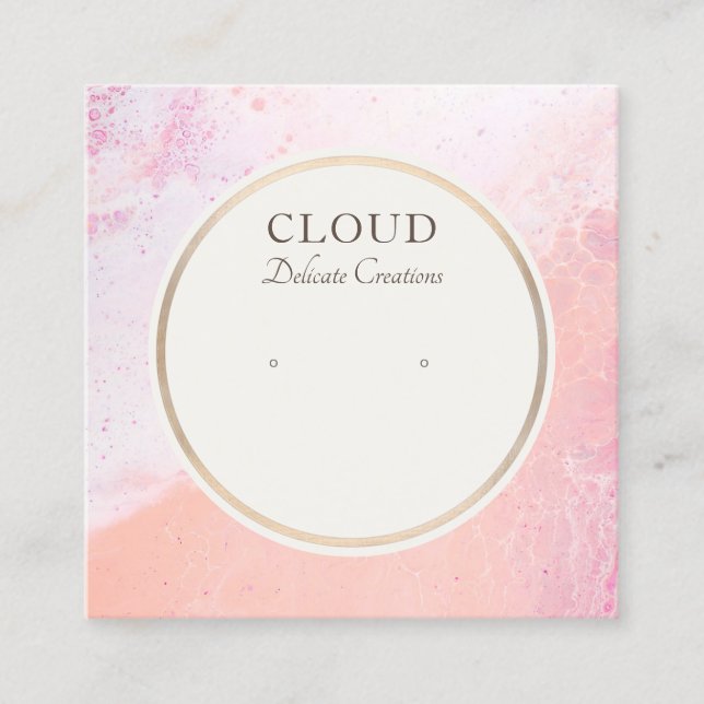 Coastal Beach Stud Earring Juwelier Display Card Quadratische Visitenkarte (Vorderseite)