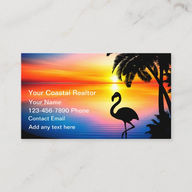 Coastal Beach Theme Realtor  Visitenkarte (Vorderseite)