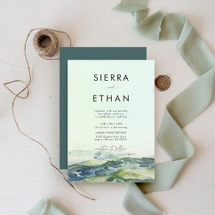 Coastal Beach Tide Pool kühl Grün Moderne Hochzeit Einladung