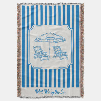 Coastal Beach Vibes Blue Stripes Decke