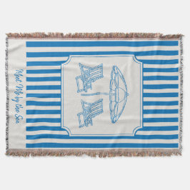 Coastal Beach Vibes Blue Stripes Decke