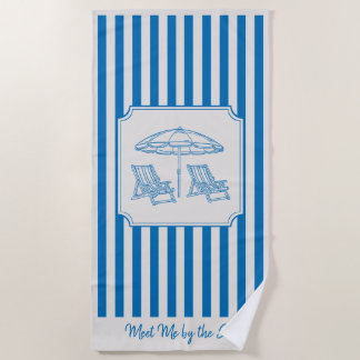 Coastal Beach Vibes Blue Stripes Strandtuch