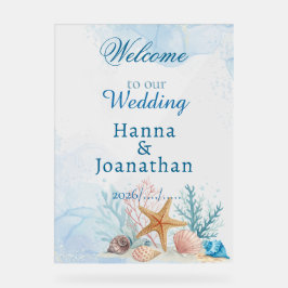 Coastal Beach Watercolor Unique Wedding Welcome Acrylschild
