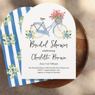 Coastal Bicycle Bridal Shower Einladung