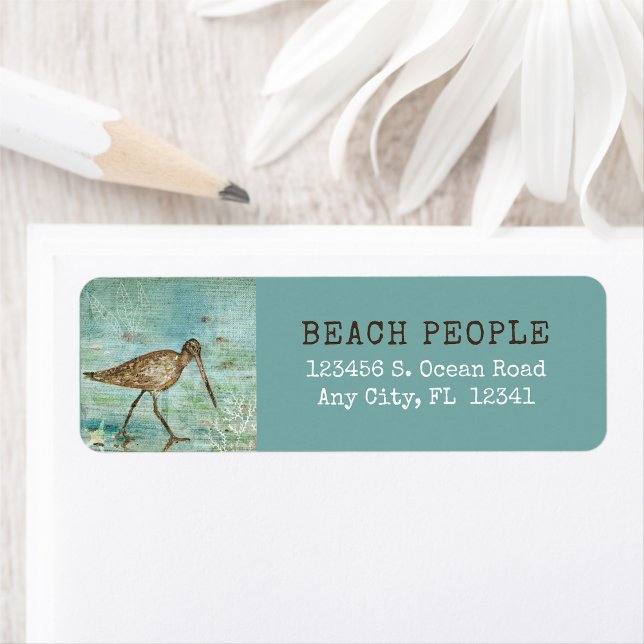 Coastal Bird Snipe Beach Art (Customizable Coastal Bird Snipe Beach Art Label from Jenn's Emporium.)