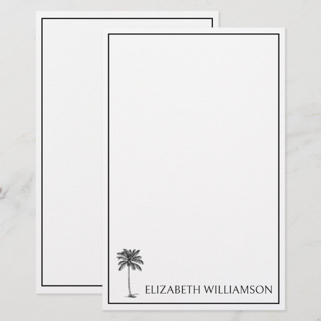 Coastal Black Palmetto Palm Tree Personalized Briefpapier (Vorne/Hinten)