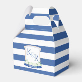 Coastal Blue and White Monogram Wappen Wedding Geschenkschachtel