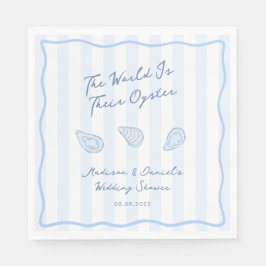Coastal Blue And White Oyster Roast Wedding Shower Serviette