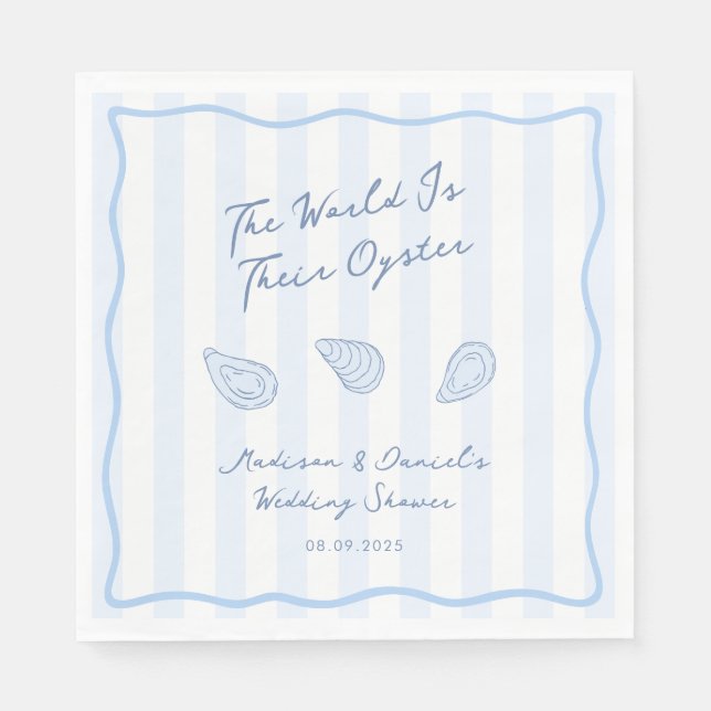 Coastal Blue And White Oyster Roast Wedding Shower Serviette (Vorderseite)