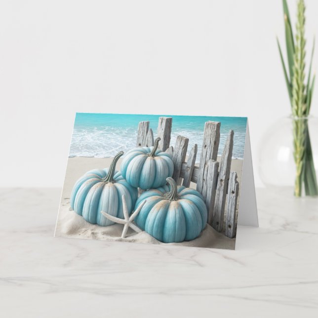 Coastal Blue Beach Birthday Pumpkins Karte (Vorderseite)