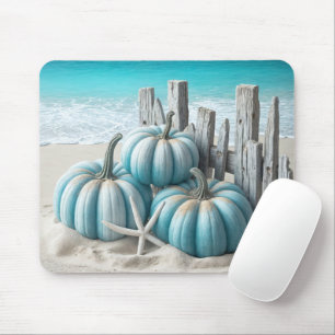 Coastal Blue Beach Pumpkins Mousepad