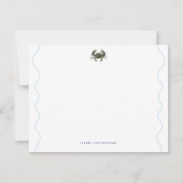 Coastal Blue Crab Wavy Border Personalized Mitteilungskarte