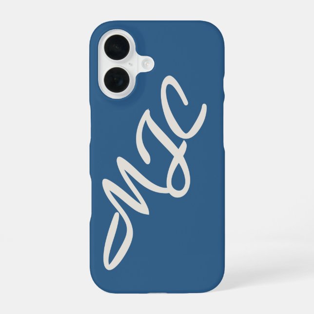 Coastal Blue Custom Monogram iPhone 16 Hülle (Rückseite)